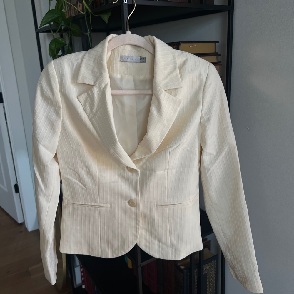 Koton off white blazer professional striped sleek look | office chic XS
